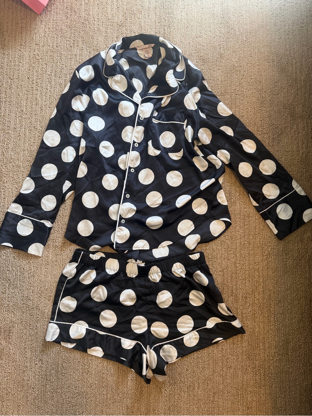 Victoria's Secret Black and White Polka Dot Pajama Set